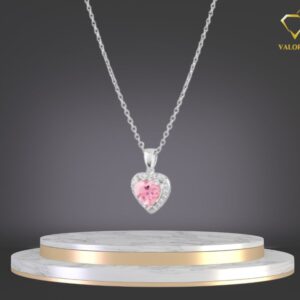 Dây Chuyền Trái Tim Pha Lê Hồng